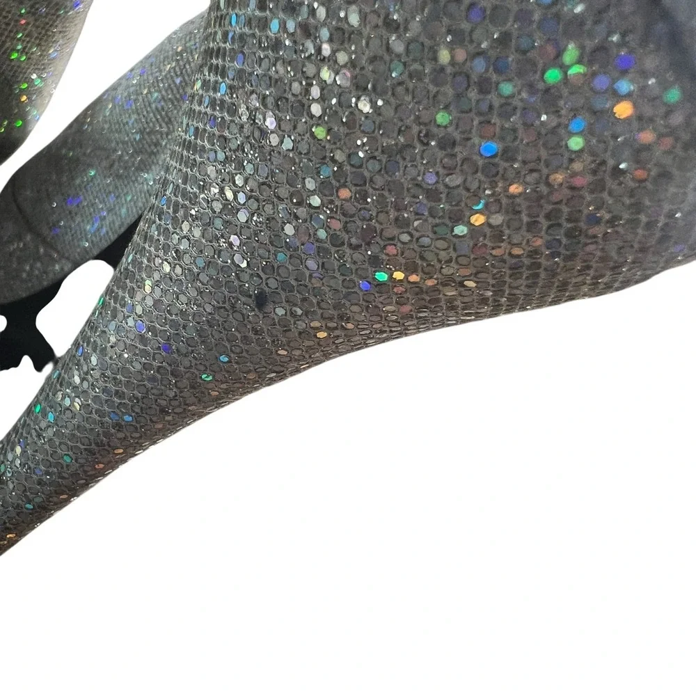 Stuart Weitzman Heels Silver Glitter Peep Toe Platform Slingback‎ US 10